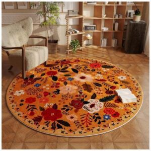 Raw Turmeric Carpet With Flower Design